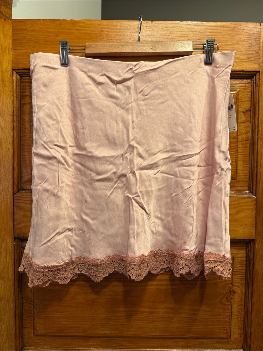 Anthropologie Blush Pink Lace-Trim Mini Slip